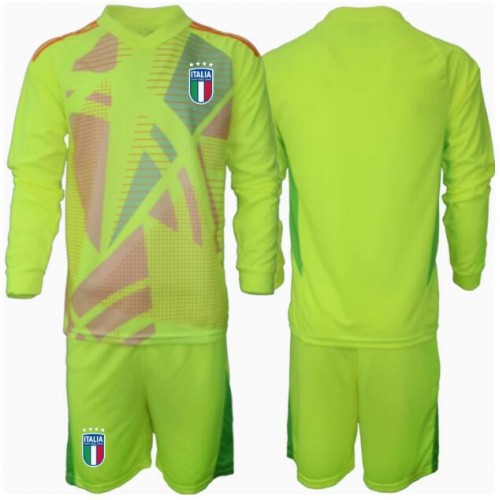 Fotballdrakt Barn Italia Keeper Hjemmedraktsett EM 2024 Langermet (+ Korte bukser)